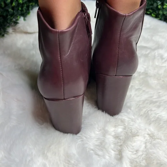 Aldo Leather Ankle Booties Size Eur 6.5 wine color block heel - Picture 5 of 13